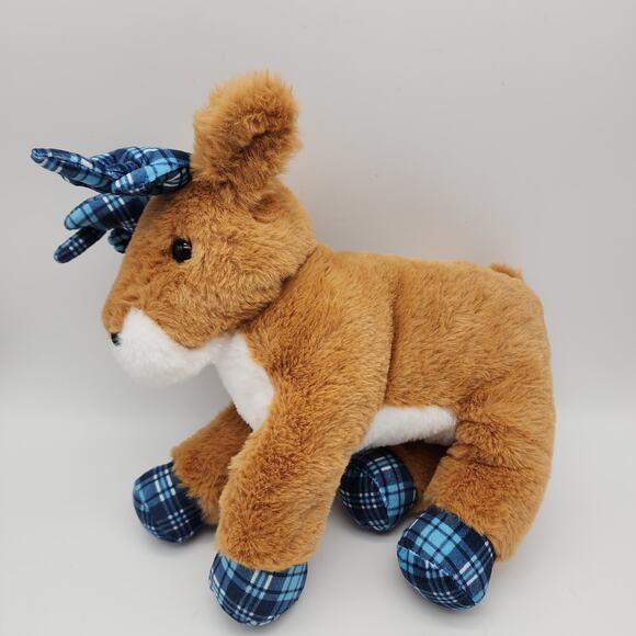 FOCO UNC Tar Heels Reindeer Plush 12" Blue Plaid Feet Brown Fur Stuffed Toy - Picture 3 of 10
